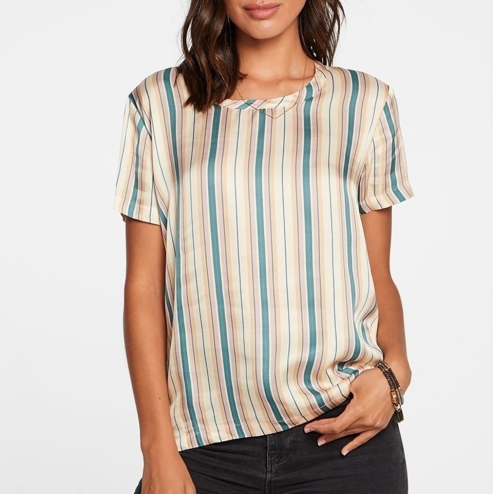 Chaser top vertical striped multicolored women's blouse size small retro